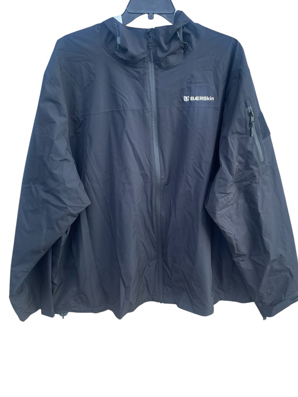 Baerskin Big & Tall Rain Jacket, Hooded, 100% Polyester, Black, Size 4X, NWT